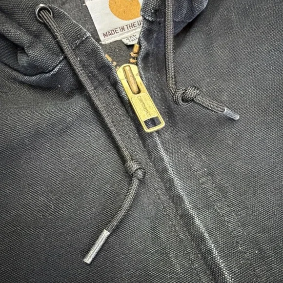 Carhartt Duck Canvas Jacket Mens 4XL Tall J140 Black Hooded Full Zip Made in USA - Picture 5 of 16